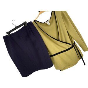 VTG Uniform John Paul Richard Sweater Worthington Skirt Set L/12 Silk RFF10521